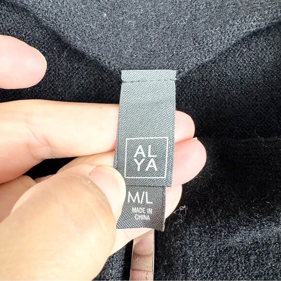 ALYA x Anthropologie Funnel Neck Knit Poncho Oversized Cozy Minimal Black Sz M/L - Picture 7 of 10